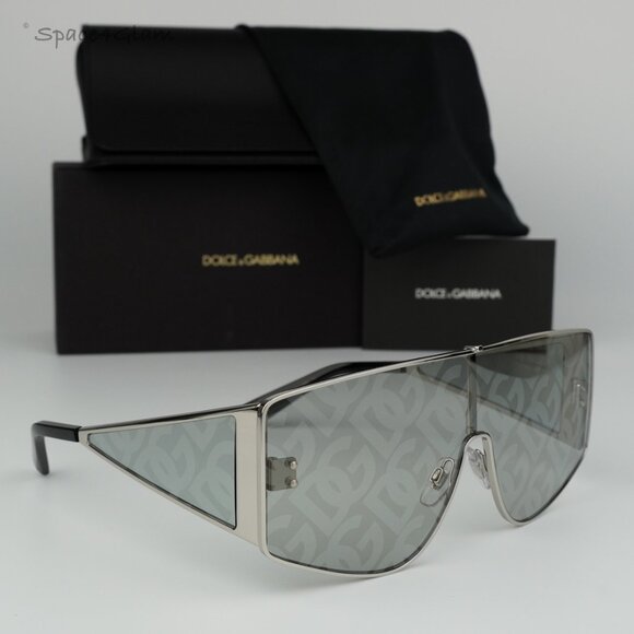 NEW D&G DG2305 05/AL Silver Grey Silver Mirrored DG Rectangle Unisex Sunglasses - Picture 2 of 7